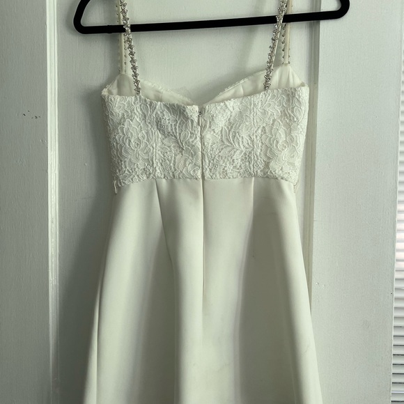 Self Portrait crystal and lace embellished twill mini dress - Picture 7 of 9